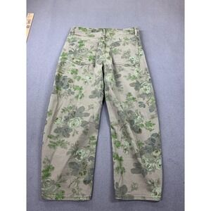 Gap Jeans Womens 6/28S Green Floral High Rise Barrel Relaxed Straight Denim